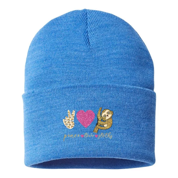 Peace Love Sloths Funny Sloths Lovely Gift Sustainable Knit Beanie