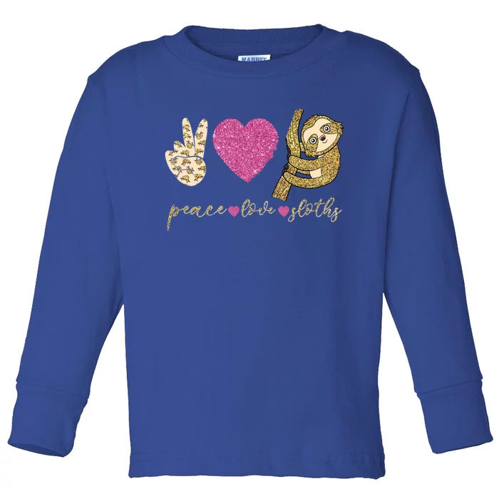 Peace Love Sloths Funny Sloths Lovely Gift Toddler Long Sleeve Shirt