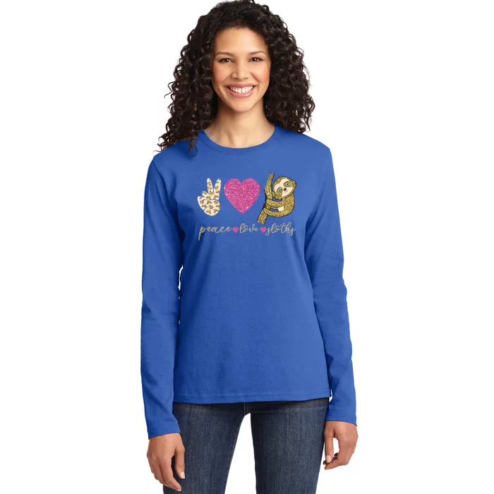 Peace Love Sloths Funny Sloths Lovely Gift Ladies Long Sleeve Shirt