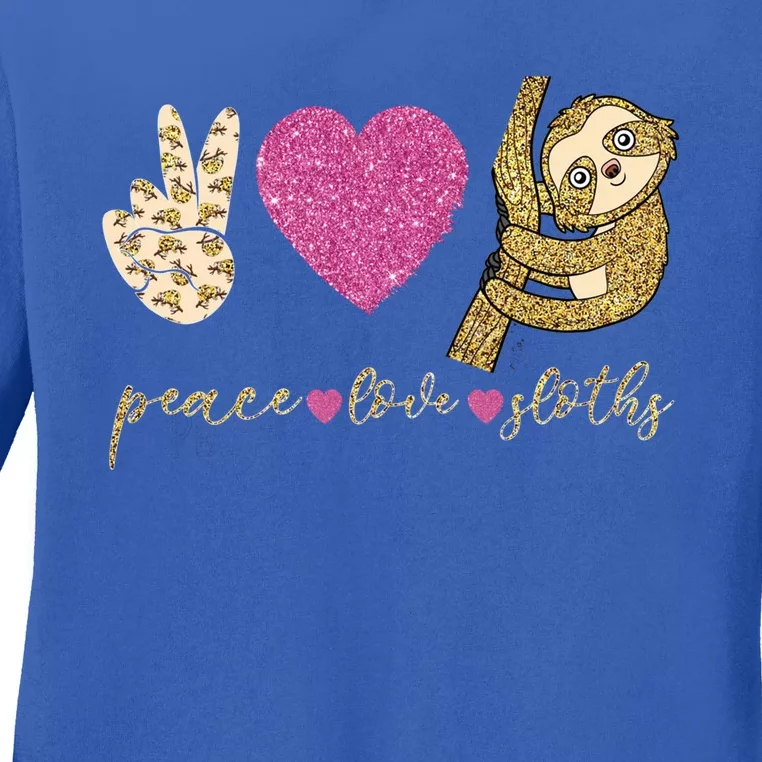 Peace Love Sloths Funny Sloths Lovely Gift Ladies Long Sleeve Shirt