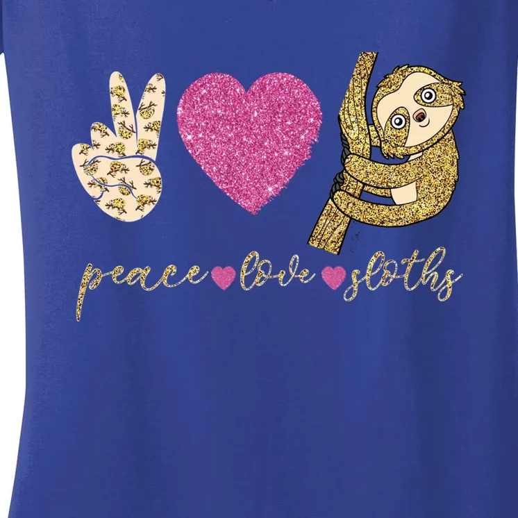 Peace Love Sloths Funny Sloths Lovely Gift Women's V-Neck T-Shirt