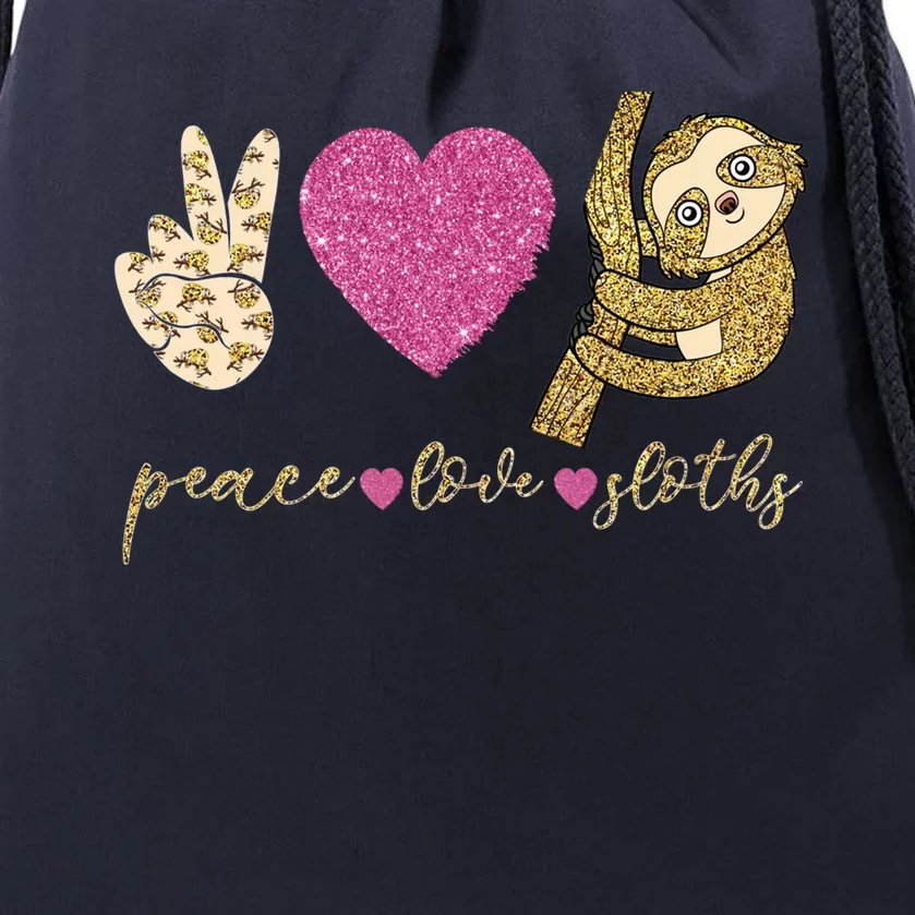 Peace Love Sloths Funny Sloths Lovely Gift Drawstring Bag