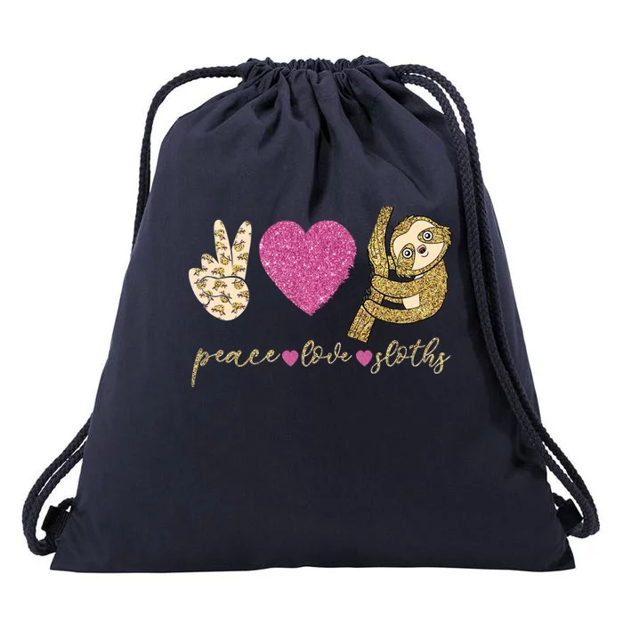 Peace Love Sloths Funny Sloths Lovely Gift Drawstring Bag