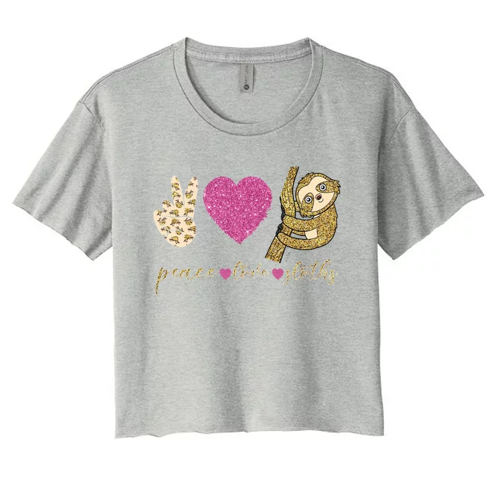 Peace Love Sloths Funny Sloths Lovely Gift Women's Crop Top Tee