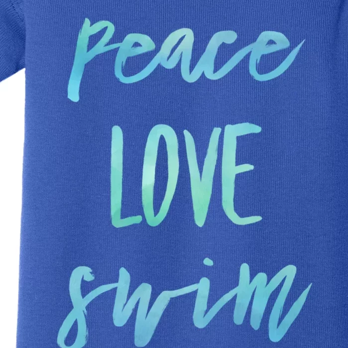 Peace Love Swim Funny Gift Swimmer Gift For Teen Baby Bodysuit