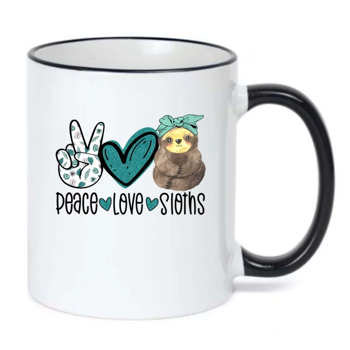 Peace Love Sloths Funny Sloths Lover Pet Lover Cute Mom Tee Gift Black Color Changing Mug