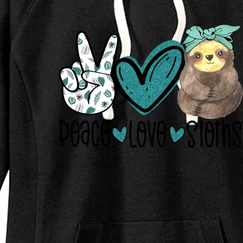 Peace Love Sloths Funny Sloths Lover Pet Lover Cute Mom Tee Gift Women's Fleece Hoodie