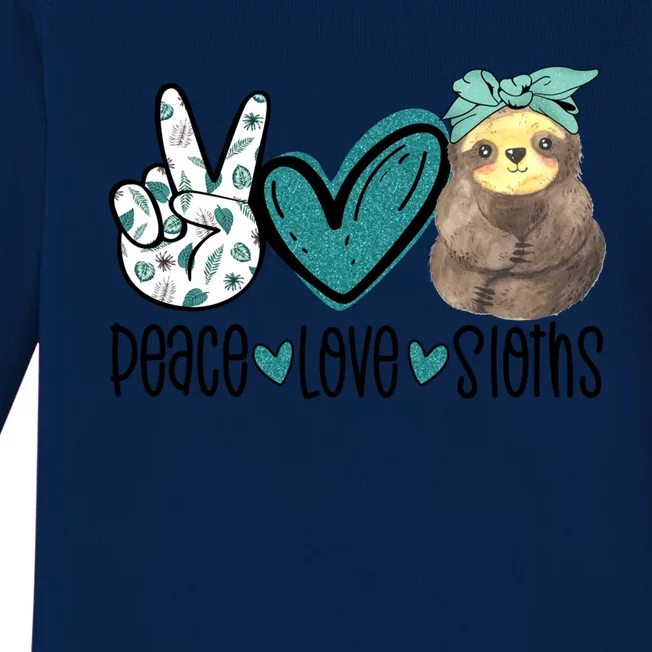 Peace Love Sloths Funny Sloths Lover Pet Lover Cute Mom Tee Gift Baby Long Sleeve Bodysuit