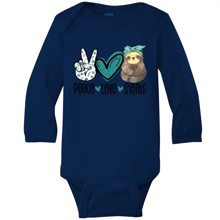 Peace Love Sloths Funny Sloths Lover Pet Lover Cute Mom Tee Gift Baby Long Sleeve Bodysuit