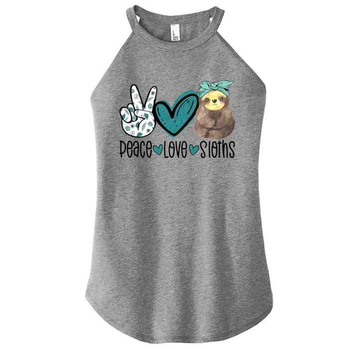 Peace Love Sloths Funny Sloths Lover Pet Lover Cute Mom Tee Gift Women’s Perfect Tri Rocker Tank