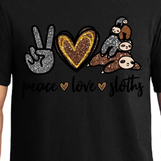 Peace Love Sloths Graphic And Girls Cute Sloth Mom Cool Gift Pajama Set