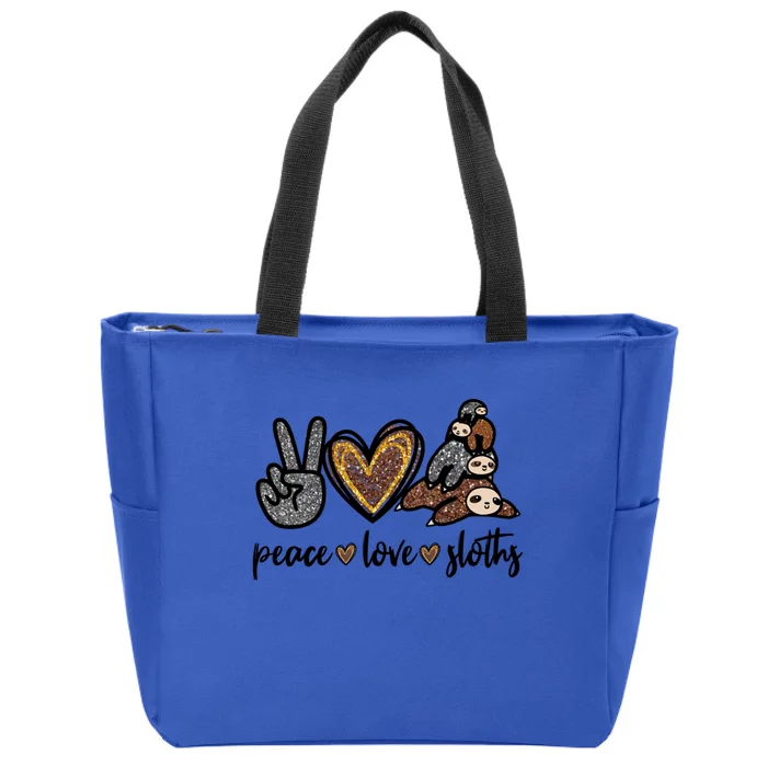 Peace Love Sloths Graphic And Girls Cute Sloth Mom Cool Gift Zip Tote Bag