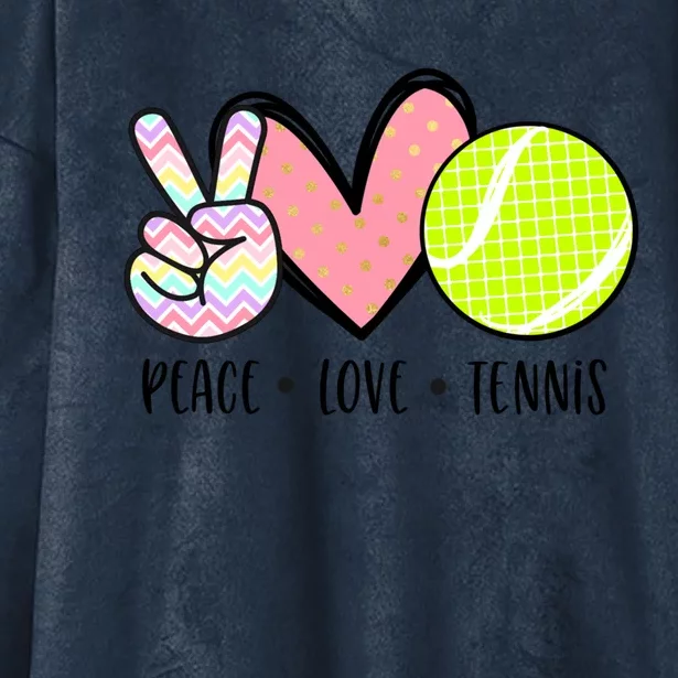 Peace Love Tennis Cute Design Teen Little Girl Meaningful Gift Hooded Wearable Blanket