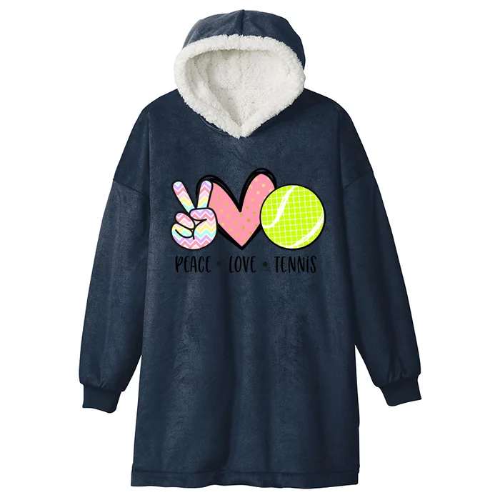 Peace Love Tennis Cute Design Teen Little Girl Meaningful Gift Hooded Wearable Blanket