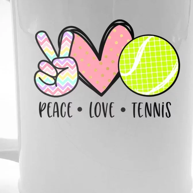 Peace Love Tennis Cute Design Teen Little Girl Meaningful Gift Front & Back Beer Stein