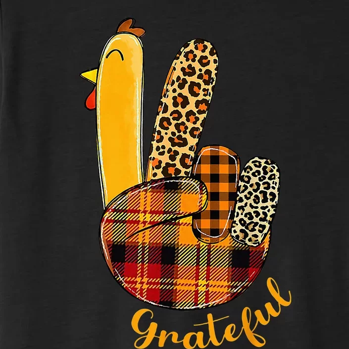 Peace Love Turkey Grateful Turkey Hand Sign ChromaSoft Performance T-Shirt