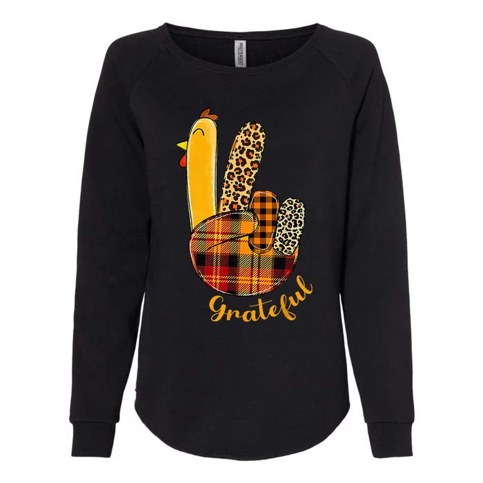 Peace Love Turkey Grateful Turkey Hand Sign Womens California Wash Sweatshirt