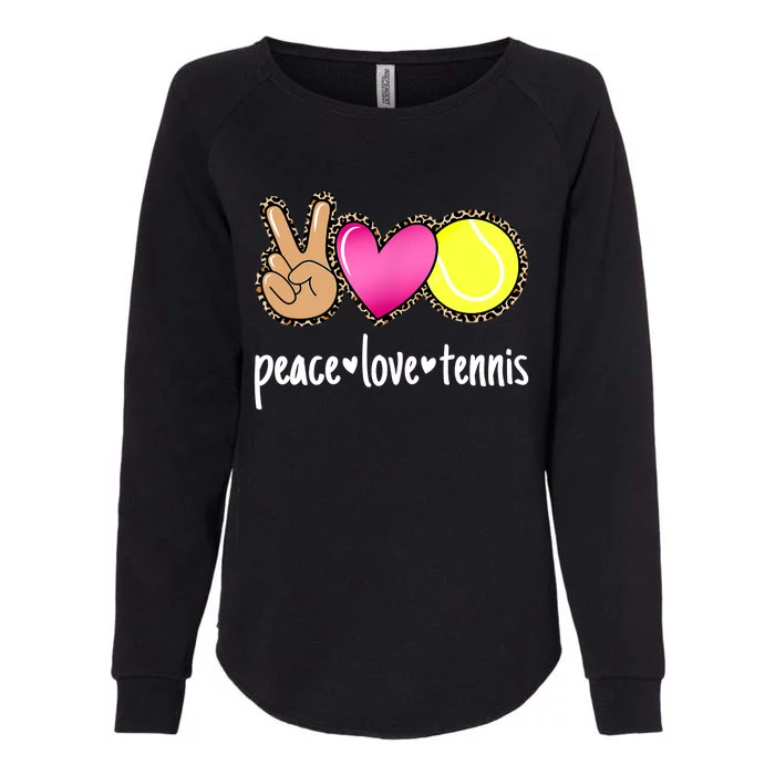 Peace Love Tennis Leopard Print Girls Wo Tennis Womens California Wash Sweatshirt