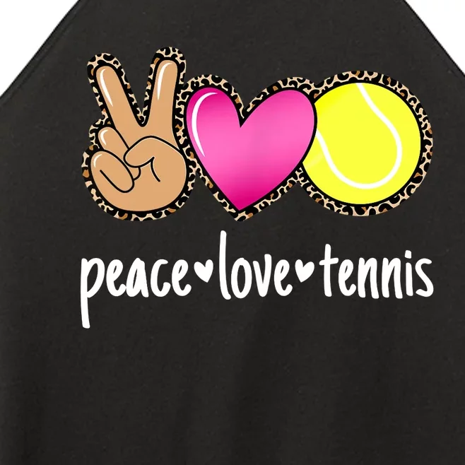 Peace Love Tennis Leopard Print Girls Wo Tennis Women’s Perfect Tri Rocker Tank