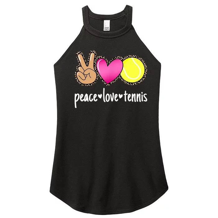 Peace Love Tennis Leopard Print Girls Wo Tennis Women’s Perfect Tri Rocker Tank