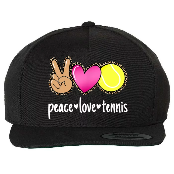 Peace Love Tennis Leopard Print Girls Wo Tennis Wool Snapback Cap