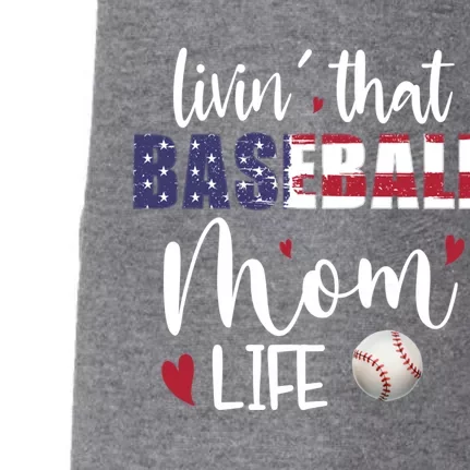 Patriotic Livin That Baseball Mom Life Sport Mother Funny Cool Gift Doggie 3-End Fleece Hoodie