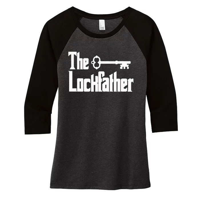 Professional Locksmith The Lockfather Women's Tri-Blend 3/4-Sleeve Raglan Shirt