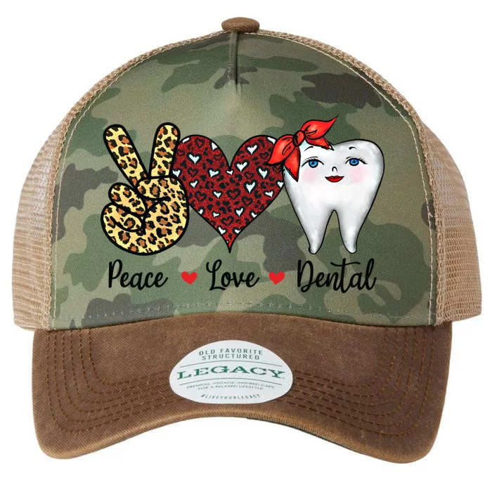 Peace Love Teeth Dentist Valentine's Day Dental Assistant Gift Legacy Tie Dye Trucker Hat