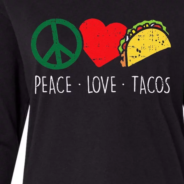 Peace Love Tacos Cinco De Mayo Fiesta Mexican Hippie Women Womens Cotton Relaxed Long Sleeve T-Shirt