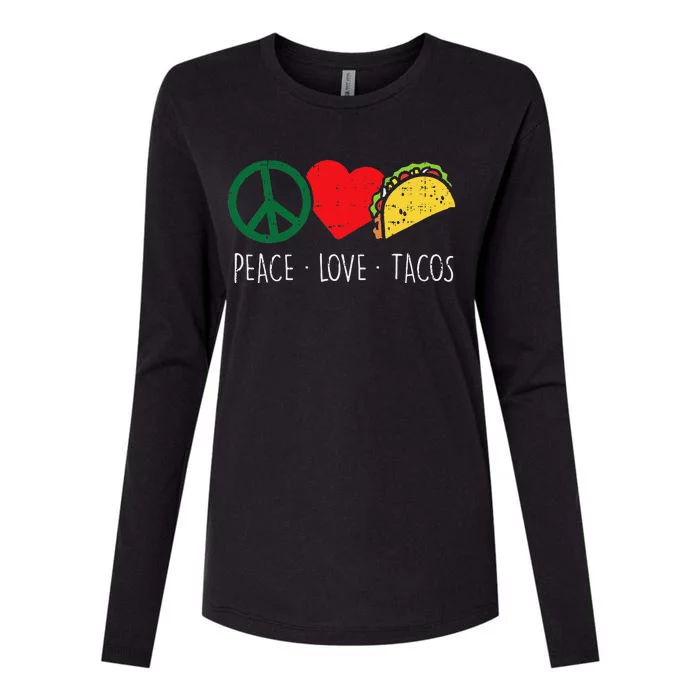 Peace Love Tacos Cinco De Mayo Fiesta Mexican Hippie Women Womens Cotton Relaxed Long Sleeve T-Shirt