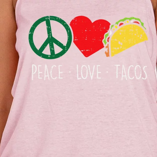 Peace Love Tacos Cinco De Mayo Fiesta Mexican Hippie Women Women's Knotted Racerback Tank