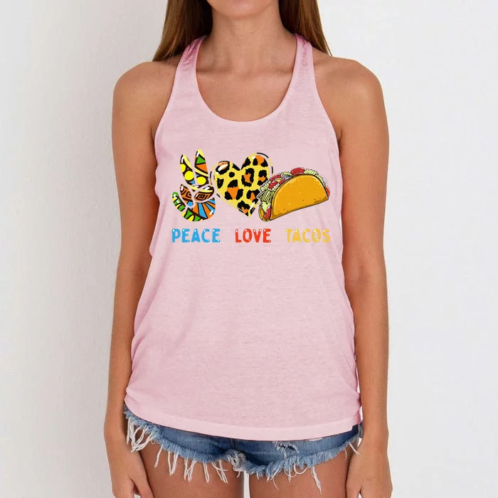 Peace Love Tacos Cute Taco Tuesday Mexican Food Lovers Women's Knotted Racerback Tank