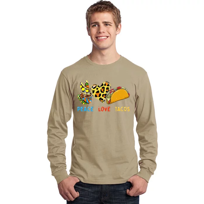 Peace Love Tacos Cute Taco Tuesday Mexican Food Lovers Tall Long Sleeve T-Shirt