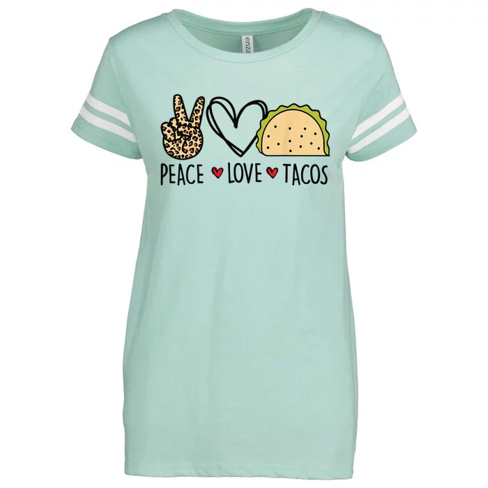 Peace Love Tacos Cinco De Mayo Gifts for Mexican Enza Ladies Jersey Football T-Shirt