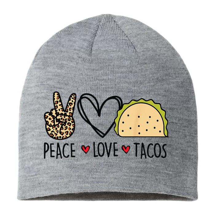 Peace Love Tacos Cinco De Mayo Gifts for Mexican 8 1/2in Sustainable Knit Beanie