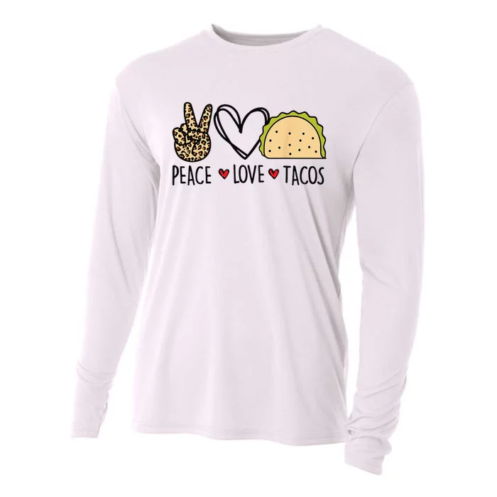 Peace Love Tacos Cinco De Mayo Gifts for Mexican Cooling Performance Long Sleeve Crew