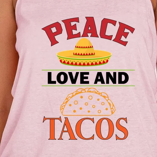 Peace Love Tacos Cute Taco Tuesday Mexican Food Lovers Women's Knotted Racerback Tank