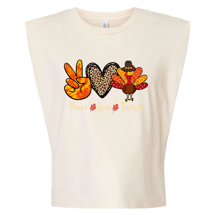 Peace Love Turkey Little Pilgrim Thanksgiving Garment-Dyed Women's Muscle Tee