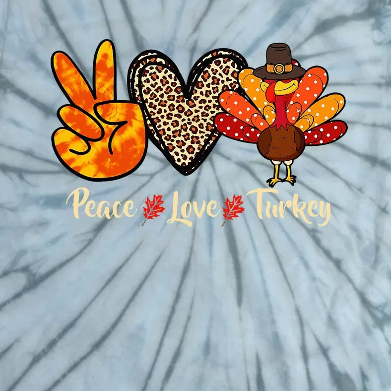 Peace Love Turkey Little Pilgrim Thanksgiving Tie-Dye T-Shirt