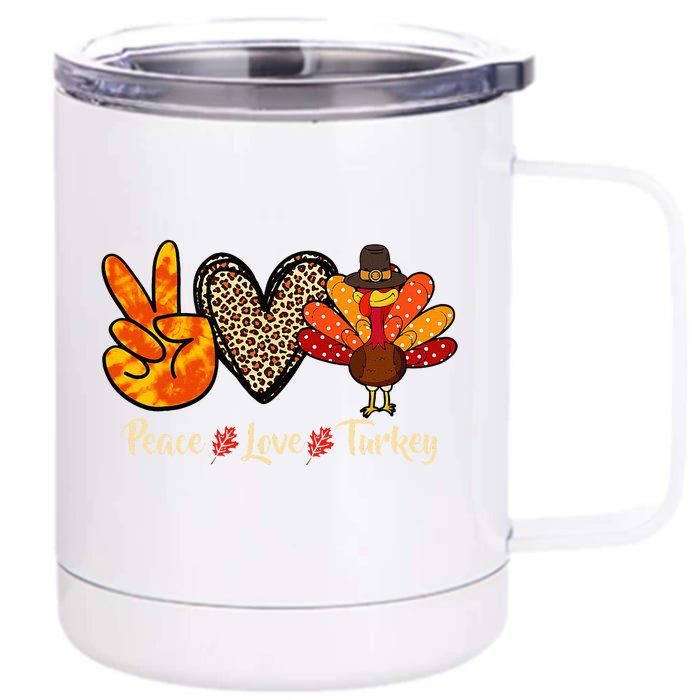 Peace Love Turkey Little Pilgrim Thanksgiving Front & Back 12oz Stainless Steel Tumbler Cup