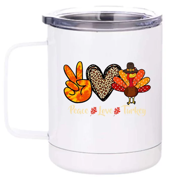 Peace Love Turkey Little Pilgrim Thanksgiving Front & Back 12oz Stainless Steel Tumbler Cup