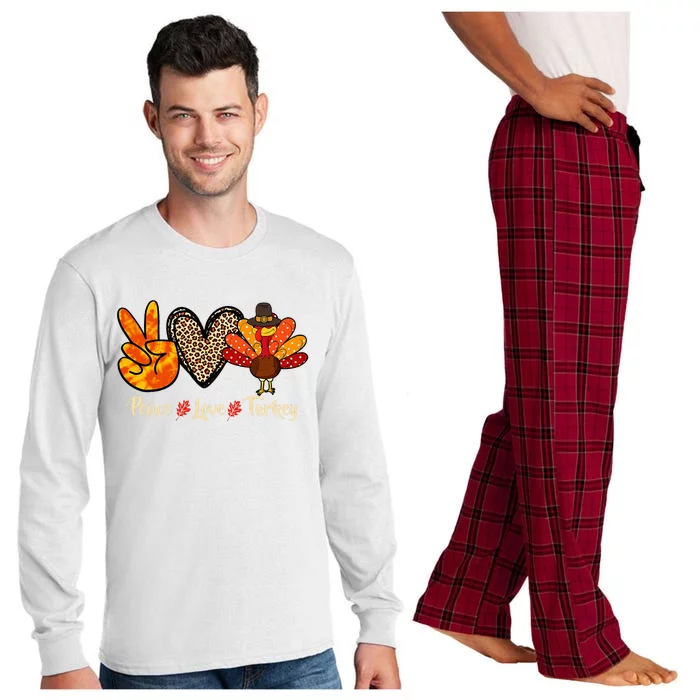 Peace Love Turkey Little Pilgrim Thanksgiving Long Sleeve Pajama Set