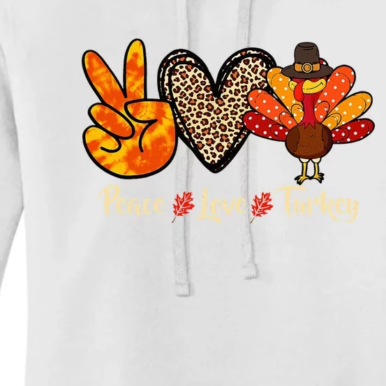 Peace Love Turkey Little Pilgrim Thanksgiving Women's Pullover Hoodie