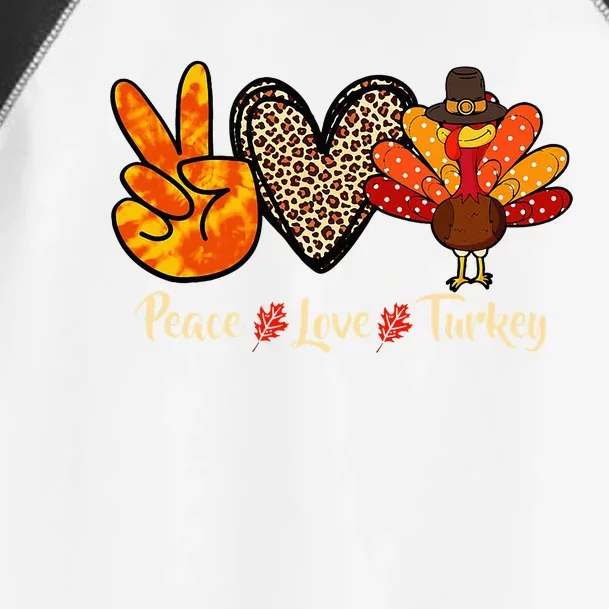 Peace Love Turkey Little Pilgrim Thanksgiving Toddler Fine Jersey T-Shirt