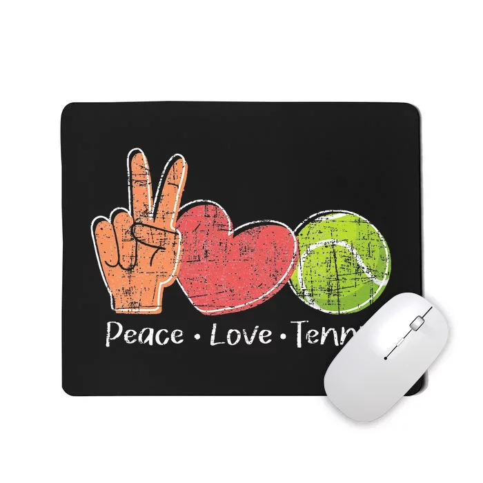 Peace Love Tennis Tournament Player Mousepad