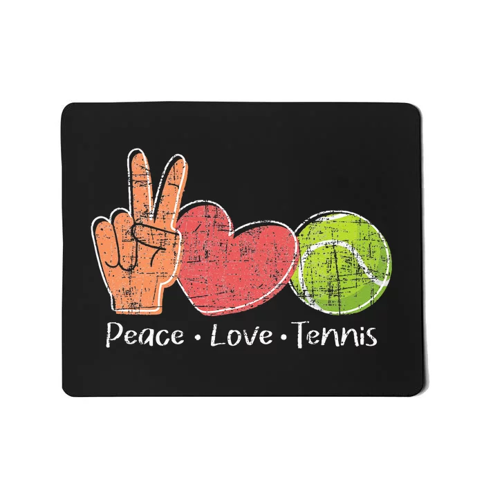 Peace Love Tennis Tournament Player Mousepad