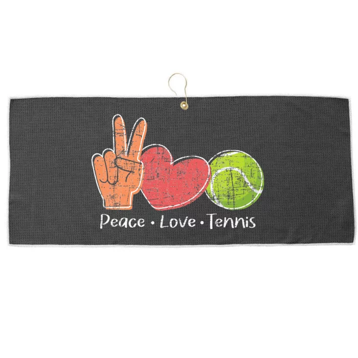 Peace Love Tennis Tournament Player Large Microfiber Waffle Golf Towel