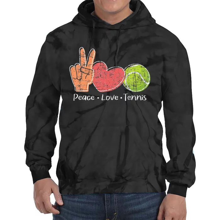 Peace Love Tennis Tournament Player Tie Dye Hoodie