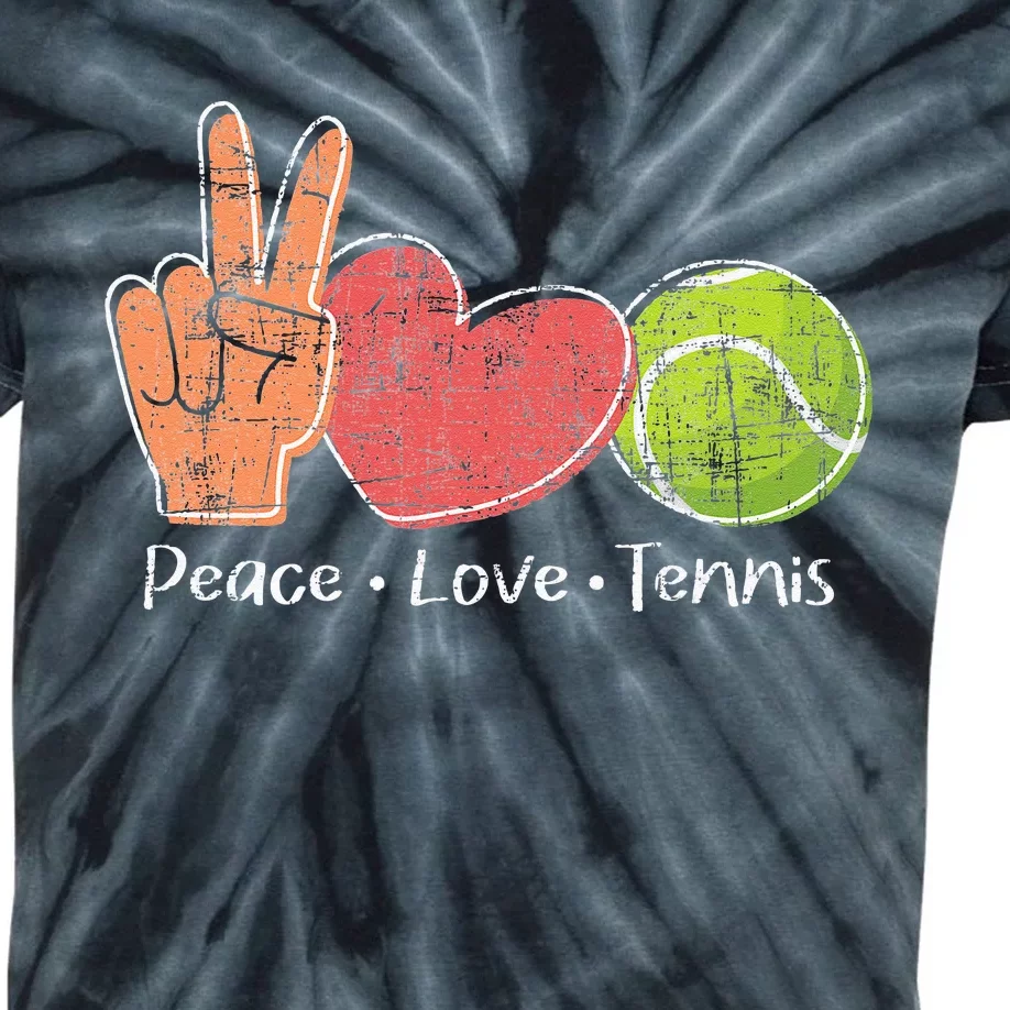 Peace Love Tennis Tournament Player Kids Tie-Dye T-Shirt