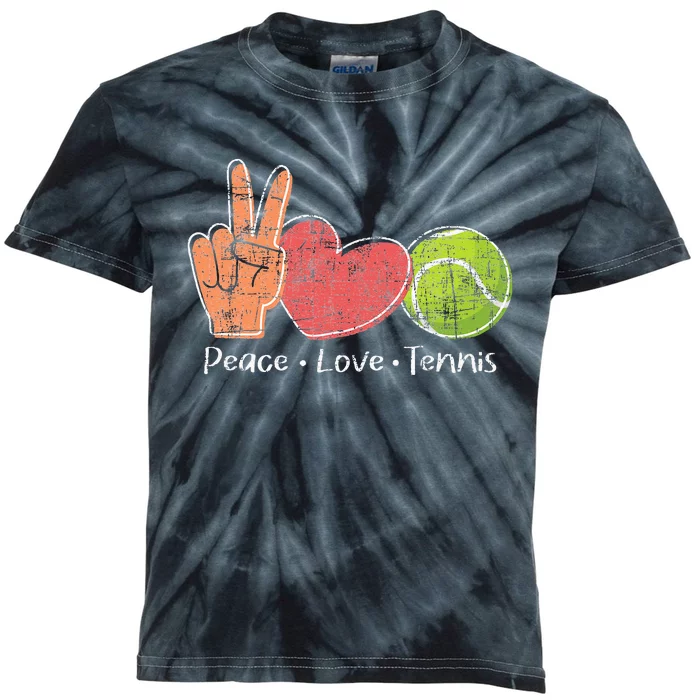 Peace Love Tennis Tournament Player Kids Tie-Dye T-Shirt